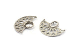 Silver Semi Circle Pendant, 2 Antique Silver Plated Brass Semi Circle Pendants with 2 Loops and 1 Pad Setting (36x25x3x1mm) BS 1948