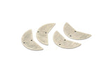 Silver Moon Charm, 6 Textured Antique Silver Plated Brass Moon Charms With 2 Holes, Blanks (31x11x0.80mm) M202
