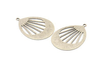 Silver Drop Charm, 2 Antique Silver Plated Brass Drop Charms With 1 Loop, Pendants (49x36x0.80mm) M874