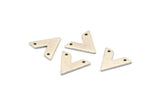 Silver V Shape, 12 Antique Silver Plated Brass V Shaped Charms With 2 Holes (15x13x1mm) M01241
