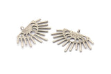 Moon Phases Charm, 2 Hammered Antique Silver Plated Brass  Moon Charms With 1 Loop (38x26x1.2mm) N1477 H1334