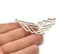 Silver Triangle Charm, 4 Antique Silver Plated Brass Diamond Charms With 2 Loops (51x22x1mm) M01163 H1275