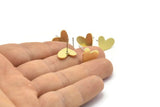 Brass Heart Earring, 6 Raw Brass Heart Stud Earrings (14x11x1mm) M854 A2238