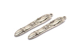 Silver Fish Charm, 4 Antique Silver Plated Brass Egypt Symbol Charms With 1 Loop, Pendants, Findings (40x7mm) N1097