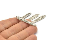 Silver Fish Charm, 4 Antique Silver Plated Brass Egypt Symbol Charms With 1 Loop, Pendants, Findings (40x7mm) N1097