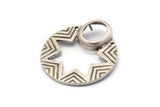 Silver Star Pendant, 2 Antique Silver Plated Brass Star Ethnic Pendants With 2 Holes and 12x10 Pad, Findings, Charms (35x30x1.5mm) BS 1918