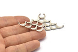 Silver Crescent Pendant,2 Textured Antique Silver Plated Brass Wide Crescent Moon Necklace Pendants With 2 Loops (27x45x1.5mm) BS 1961 H1338