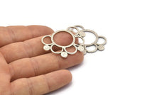 Silver Ring Necklace, 2 Antique Silver Plated Brass Ring Necklace, Pendants, Charms, Findings (28x40x1.5mm) BS 1955
