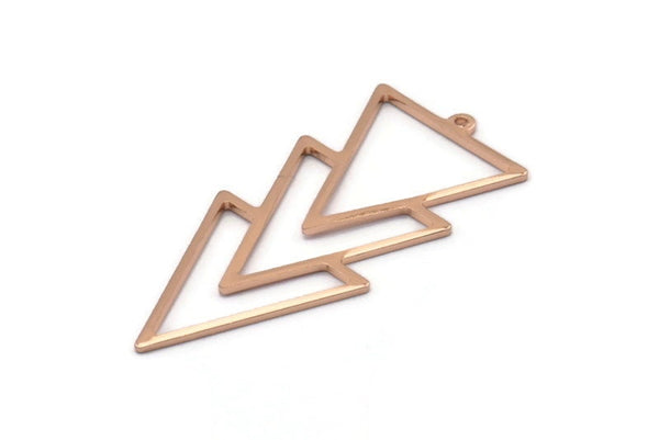 Rose Gold Triangle Charm, 2 Rose Gold Plated Brass Triangle Charms With 1 Loop (49x21x1mm) M01126 H1254
