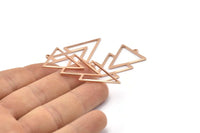 Rose Gold Triangle Charm, 2 Rose Gold Plated Brass Triangle Charms With 1 Loop (49x21x1mm) M01126 H1254