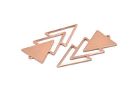 Rose Gold Triangle Charm, Rose Gold Plated Brass Triangle Charm With 1 Loop (49x21x1mm) M01120
