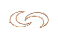 Rose Gold Moon Charm, 2 Rose Gold Plated Brass Crescent Moon Charms With 1 Loop And 2 Holes (50x17x0.90mm) M845 Q1063