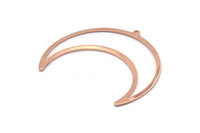 Rose Gold Moon Charm, 2 Rose Gold Plated Brass Crescent Moon Charms With 1 Loop (50x17x0.80mm) M844 Q0683
