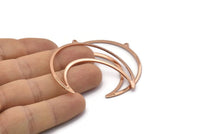 Rose Gold Moon Charm, 2 Rose Gold Plated Brass Crescent Moon Charms With 1 Loop (50x17x0.80mm) M844 Q0683