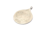 Silver Circle Charm, Antique Silver Plated Brass Circle Pendants With 1 Loop, Findings (39.5x29.5x1mm) BS 2043