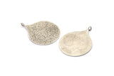 Silver Circle Charm, Antique Silver Plated Brass Circle Pendants With 1 Loop, Findings (39.5x29.5x1mm) BS 2043