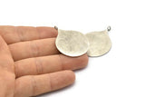 Silver Circle Charm, Antique Silver Plated Brass Circle Pendants With 1 Loop, Findings (39.5x29.5x1mm) BS 2043