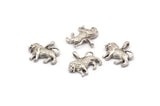 Silver Lion Charm, 6 Antique Silver Plated Brass Lion Charms With 1 Loop, Earrings, Findings (15.5x13.5x2.7mm) BS 2051