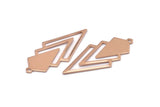 Rose Gold Triangle Charm, 2 Rose Gold Plated Brass Diamond Charms With 1 Loop (49x22x1mm) M01162