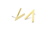 Brass Earring, 10 Raw Brass V Shaped Stud Earrings (23x19x1mm) M01215 A2246