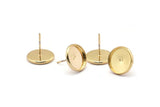 Gold Earring Post, 10 Gold Plated Brass Iron Earring Posts With 12mm Pad, Ear Studs Bs-1271