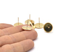 Gold Earring Post, 10 Gold Plated Brass Iron Earring Posts With 12mm Pad, Ear Studs Bs-1271