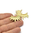 Brass Sunny Pendant, 2 Raw Brass Sunny Ethnic Pendants With 2 Loops, Findings, Charms (40.5x38x2.6mm) E207