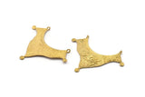 Brass Ethnic Pendant, 2 Raw Brass Ethnic Pendants With 2 Loops (40x55x1mm) E201