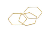 Hexagon Ring Charm, 12 Raw Brass Hexagon Shaped Ring Charms (40x1x1mm) E306