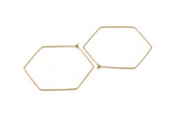 Brass Hexagon Earring, 12 Raw Brass Wire Hexagon Earring Charms, Pendants, Findings (51x0.7mm) E301