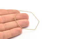 Brass Hexagon Earring, 12 Raw Brass Wire Hexagon Earring Charms, Pendants, Findings (51x0.7mm) E301