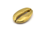 Brass Shell Finding, 1 Raw Brass Cowrie Shell Findings, Pendants, Charms, Earrings, Beads 32-34MM E338