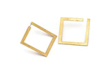 Brass Square Earring, 2 Raw Brass Square Earring Posts, Pendants, Findings (30x30x3x0.5mm) E326