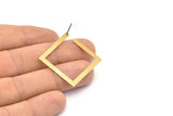 Brass Square Earring, 2 Raw Brass Square Earring Posts, Pendants, Findings (30x30x3x0.5mm) E326