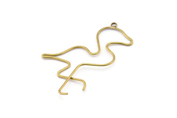 Brass Flamingo Pendant, 2 Raw Brass Flamingo Wire Pendants With 1 Loop, Jewelry Supplies, Findings, Charms (62x49x1.1mm) E324
