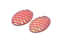 Fish Scale Oval Cabochon, 12 Pink Resin Oval Mermaid Cabochon (30x20x5mm) E312