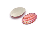 Fish Scale Oval Cabochon, 12 Pink Resin Oval Mermaid Cabochon (30x20x5mm) E312