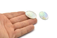 Fish Scale Cabochon, 12 Gray Resin Oval Cabochon (30x20x5mm) E314