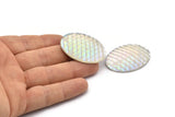 Fish Scale Cabochon, 6 Gray Resin Oval Mermaid Cabochon (40x30x6mm) E309