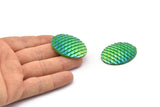 Fish Scale Cabochon, 6 Green Resin Oval Mermaid Cabochon (40x30x6mm) E316