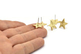 Brass Star Earring, 6 Raw Brass Star Stud Earrings (15x1.5mm) N1613