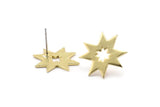 Brass Star Earring, 4 Raw Brass Star Stud Earrings (19x1mm) N1615