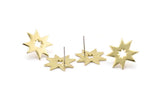 Brass Star Earring, 4 Raw Brass Star Stud Earrings (19x1mm) N1615
