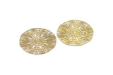 Brass Earring Charm ,6 Raw Brass Ethnic Motif Earring Charms Pendants With 1 Hole, Findings (40mm) E453