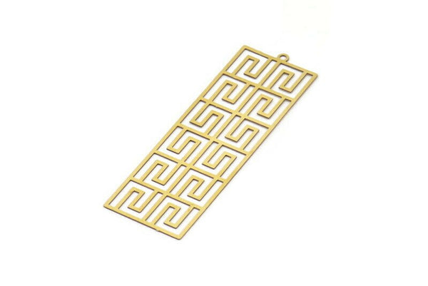 Brass Earring Charm , 6 Raw Brass Textured Rectangle Earring Charms With 1 Loop Pendants, Findings (60x20mm) E440