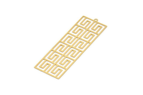 Gold Earring Charm, 4 Gold Plated Brass Textured Rectangle Earring Charms With 1 Loop Pendants, Findings (60x20mm) E440