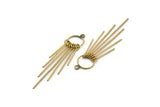 Brass Fringed Earring, 2 Raw Brass Textured Fringed Trim Earring With 1 Loop, Pendants, Findings (51x10mm) E372