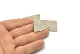 Silver Triangle Charm, 2 Textured Antique Silver Plated Brass Fan Charms With 2 Holes, Stamping Blanks, Findings (40x27x0.80mm) M321