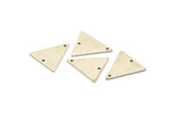 Silver Triangle Charm, 4 Antique Silver Plated Brass Triangle Charms With 2 Holes (19x18x1mm) M01103