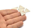 Silver Triangle Charm, 4 Antique Silver Plated Brass Triangle Charms With 2 Holes (19x18x1mm) M01103